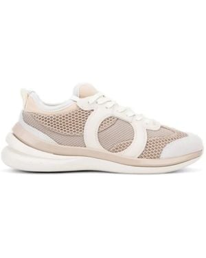 Ferragamo Gancini Trainers With Mesh Detail - White