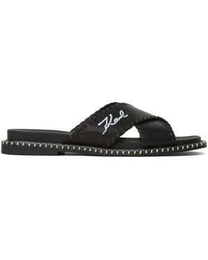 Karl Lagerfeld Lleo Whipstitch Sandals - Black