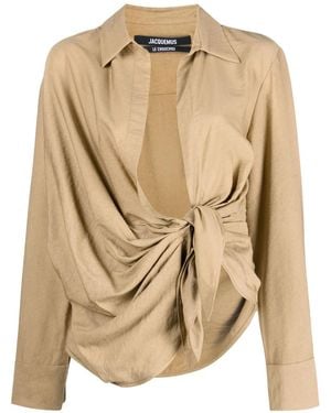 Jacquemus La Chemise Bahia Tied-sash Blouse - Natural