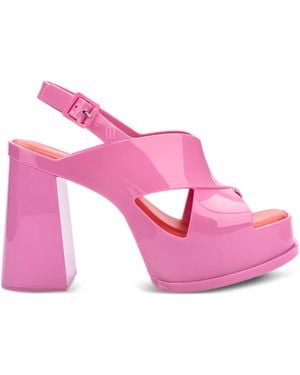 Melissa Dance Crossover-Strap Block-Heel Sandals - Pink