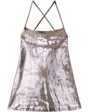 DIESEL Logo-Plaque Metallic Minidress - Purple