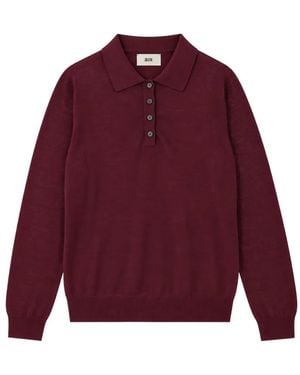SOLOTRE Pull Boutonné À Col Polo - Rouge