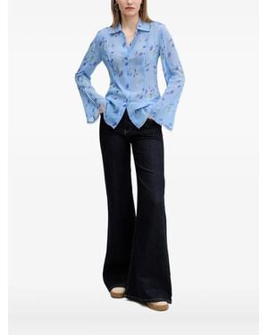HUGO Floral Button-Down Shirt - Blue