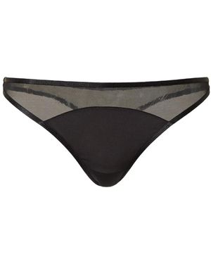 Twinset Sheer-Detail Thong - Black