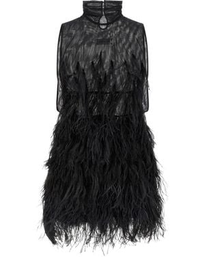The Attico Ostrich Feather Dress - Black