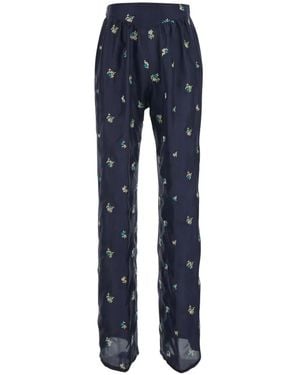 forte_forte Floral-Print Trousers - Blue