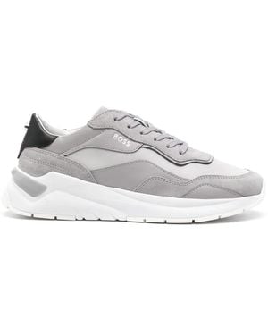BOSS Lace-Up Leather Trainers - White
