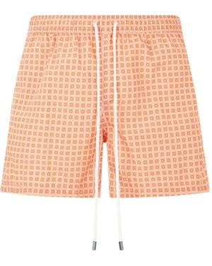 Fedeli Geometric-Print Drawstring Swim Shorts - Pink
