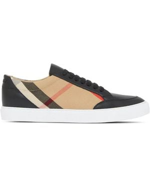 Burberry House Check Canvas & Leather Trainer - Black