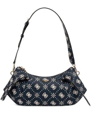 Guess Bolso De Hombro Allegra Con Placa Del Logo Y Monograma - Azul