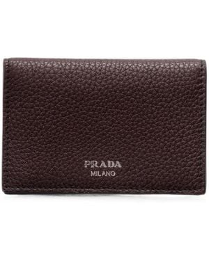 Prada Leather Card Holder - Purple
