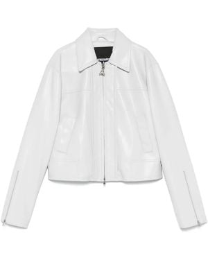Patrizia Pepe Logo-Patch Faux-Leather Jacket - White