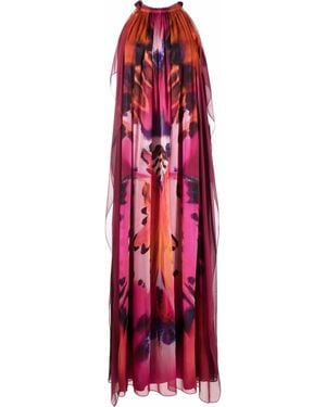 Alberta Ferretti Graphic-Print Silk Gown - Red