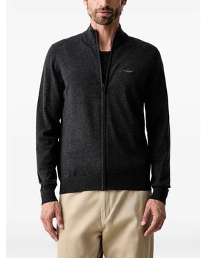 Aeronautica Militare Logo-Embroidered Cardigan - Black