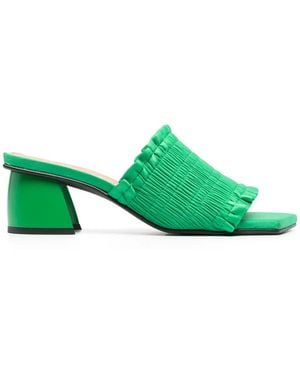Ganni Smock 65Mm Mules - Green