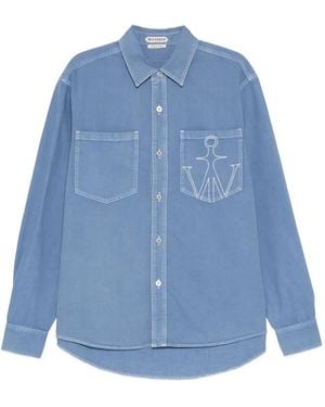 JW Anderson Anchor Logo-Embroidered Shirt - Blue