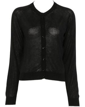 Liviana Conti Button-Fastening Long-Sleeve Cardigan - Black