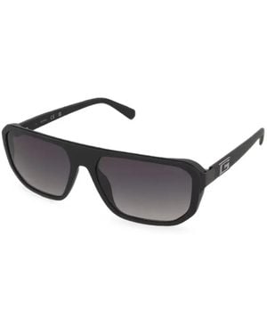 Guess Logo-Plaque Square-Frame Sunglasses - Black