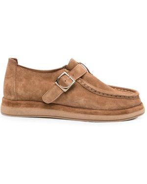SERGIO MORETTI FIRENZE Buckle-Fastening Suede Loafers - Brown