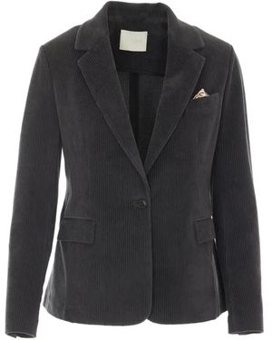 Circolo 1901 Corduroy-Effect Notched-Lapels Blazer - Black