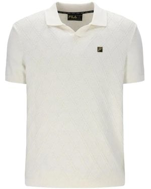 Fila Diamond-Knit Polo-Collar T-Shirt - White