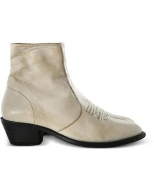 Enfants Riches Deprimes Kansas Embroidered-Detail Leather Ankle Boots - White