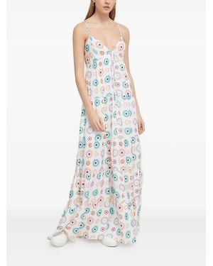 Desigual グラフィック ティアード マキシドレス - ホワイト