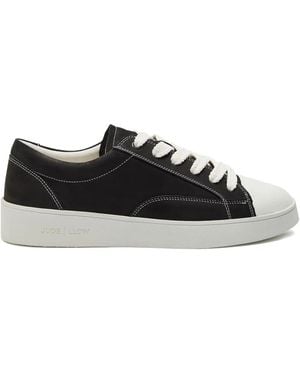 Jude Llow Nubuck-Leather Stitching-Detailing Low-Top Trainers - Black