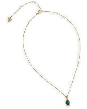 Guess Divine Crystal-Pendant Cable-Link Necklace - White