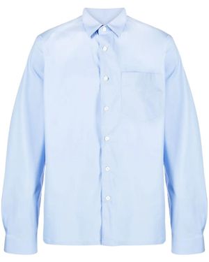Prada Logo-Embroidered Long-Sleeve Shirt - Blue