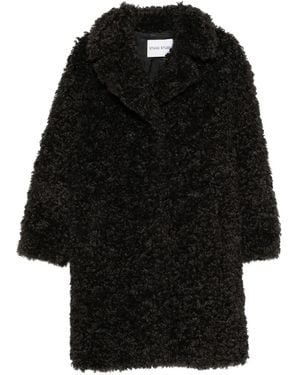 Stand Studio Notched-Collar Coat With Patch Pockets And Concealed Snap Front - Black