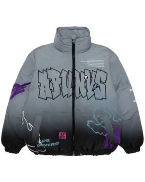 Aape By A Bathing Ape Moonface Gradient-Print Down Jacket - Blue
