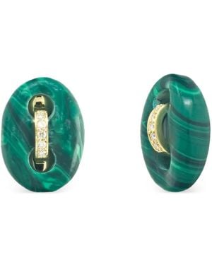 Jenna Blake Mini 18K Mariner Malachite And Diamond Earrings - Green