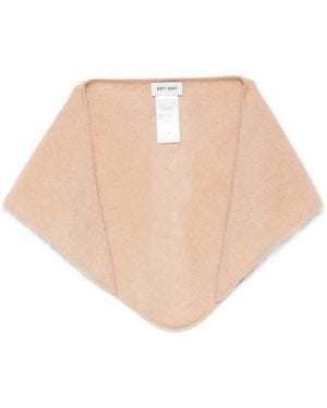 Soft Goat Triangular Knitted Scarf - Natural