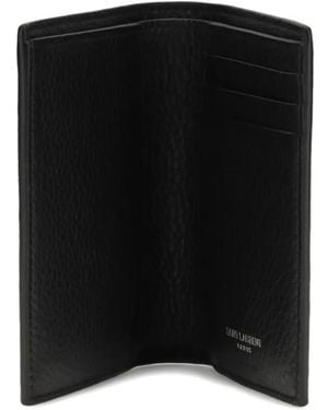 Saint Laurent Logo-Plaque Leather Wallet - Black