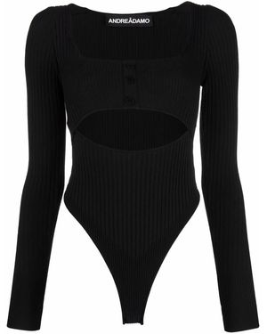 ANDREADAMO Body Aus Geripptem Strick - Schwarz