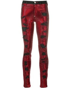 Philipp Plein Jeans Skinny Con Decorazione - Rosso