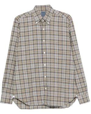 Barba Napoli Check-Pattern Button-Down Shirt - Grey
