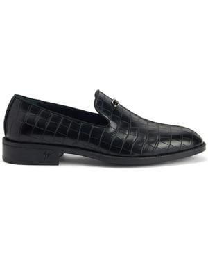 Giuseppe Zanotti Imrham Crocodile-Effect Loafers - Black