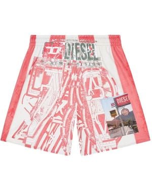 DIESEL Bermudas Kurt con estampado gráfico - Rojo