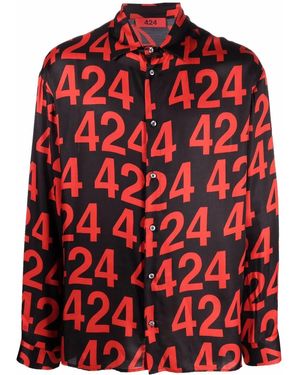 424 Logo Button-Down Shirt - Red