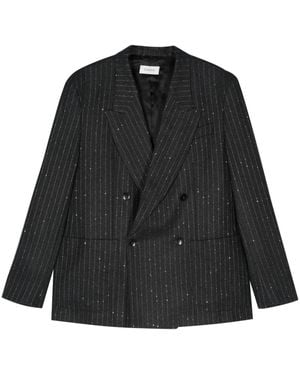 Laneus Pinstripe-Pattern Blazer - Black