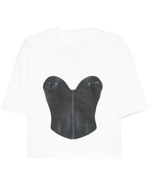 Hamza Corset-Print T-Shirt - White
