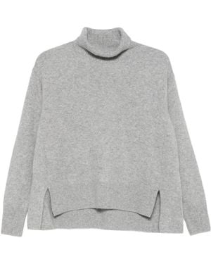 C.T.Plage Roll-Neck Side-Slit Sweater - Grey