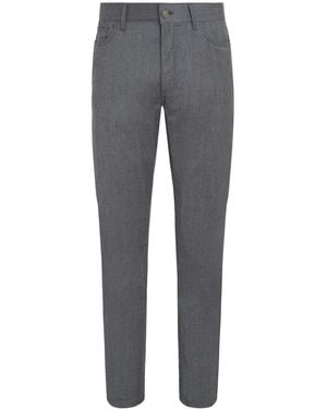 ZEGNA Roccia Stonewashed Wool Trousers - Grey