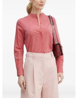 BOSS Mandarin-Collar Long-Sleeve Shirt - Red