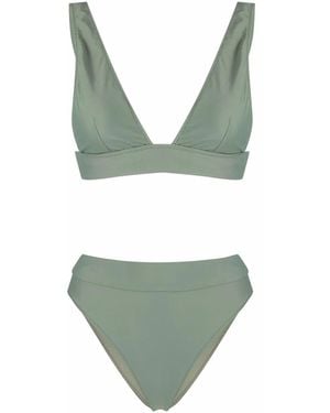 Noire Swimwear High-Waisted V-Neck Bikini Set - Green