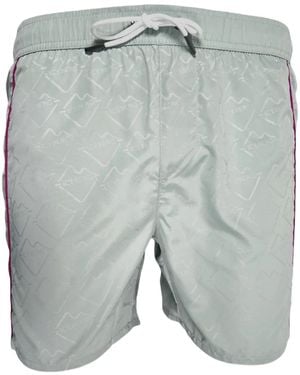 Iceberg Logo-Pattern Side-Stripe Swim Shorts - Grey