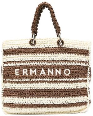 ERMANNO FIRENZE Logo-Lettering Tote Bag - Natural