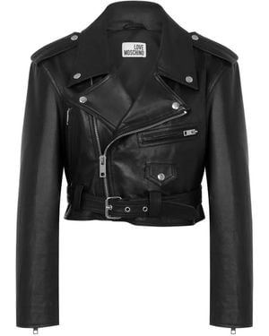 Love Moschino Cropped-Jacke Mit Gürtel - Schwarz